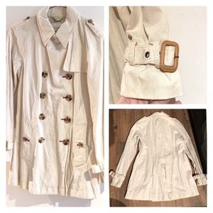 BANANA REPUBLIC Cream Twill Trench style Jacket.. Fabric from Italy🇮🇹 Si…